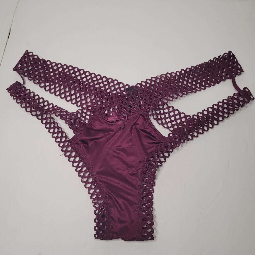 Victoria's Secret Maroon Strappy Honeycomb Cheeky Panties XL